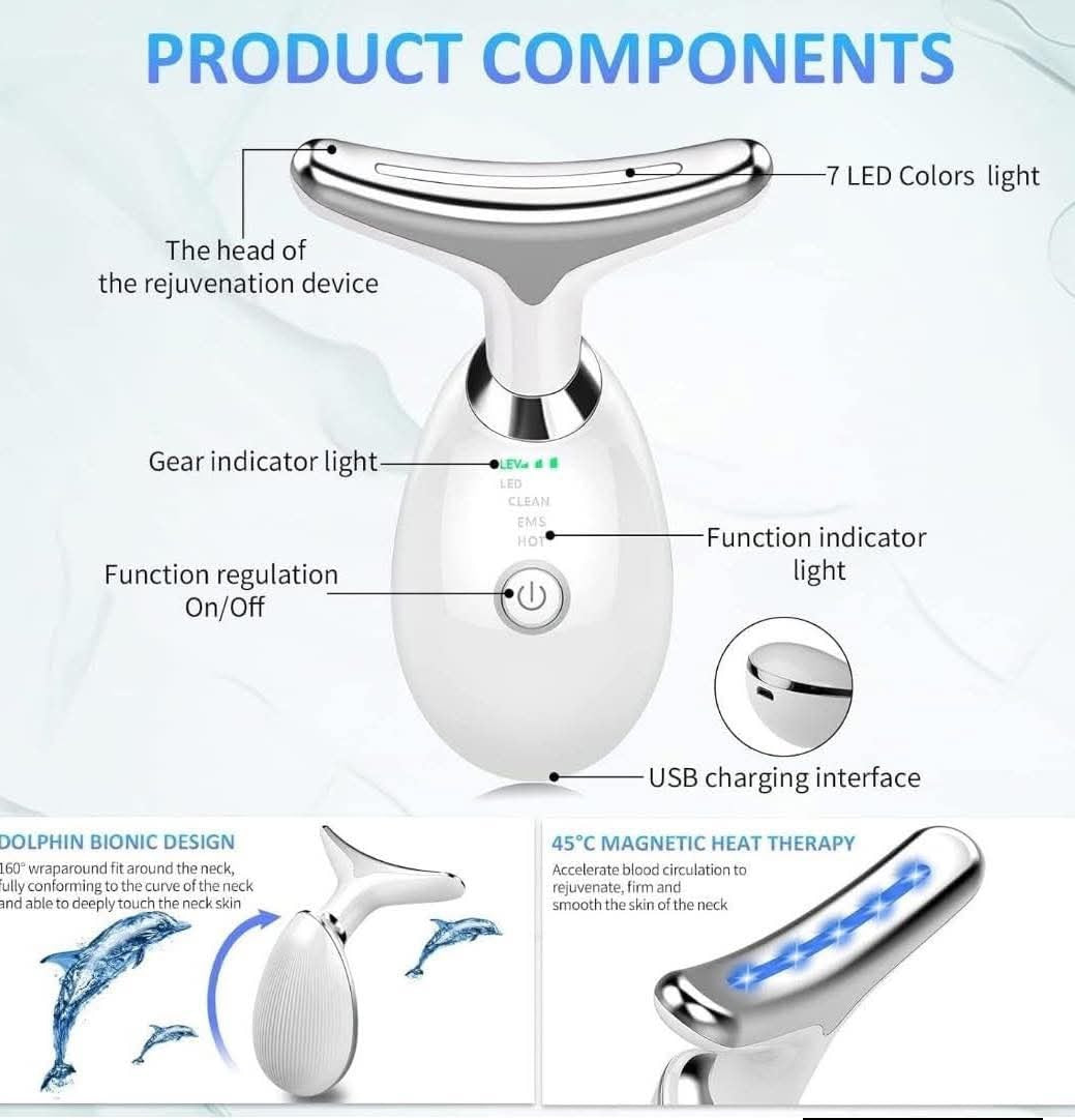 المضادة للتجاعيد مدلك الوجه الرقبة الوجه جهاز الجمال شد الجلد جهاز شد الوجه تقليل الذقن المزدوجة أداة العناية بالبشرة 7 ألوان