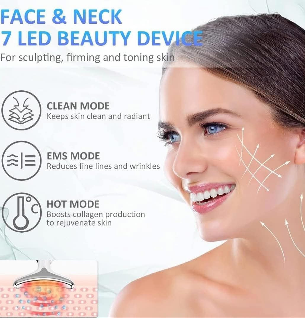 المضادة للتجاعيد مدلك الوجه الرقبة الوجه جهاز الجمال شد الجلد جهاز شد الوجه تقليل الذقن المزدوجة أداة العناية بالبشرة 7 ألوان