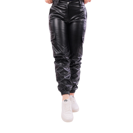 بنطلون كارجو جلد لامع من Aura